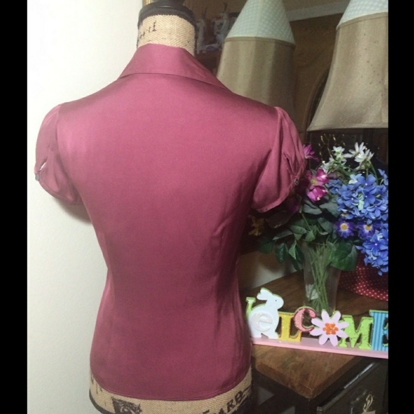 Ann Taylor Dark Pink Short Sleeve Top - Picture 4 of 8